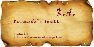 Koleszár Anett névjegykártya